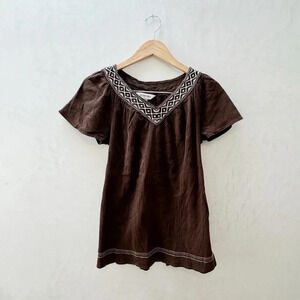 St. John’s Bay || Embroidered Gauzy Petite Blouse Top Medium